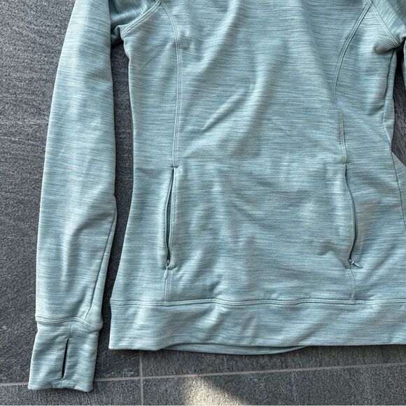 EUC Kyodan Pullover Heather Green Funnel Neck Thumbholes Zip Pockets Small - Picture 5 of 15